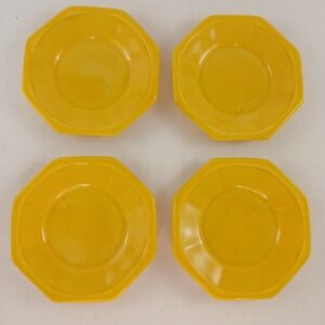 Vtg Akro Agate Childs Dishes '30-'40's Plates Cadmium Glass Glows Read 4 Pc